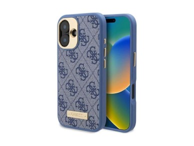 Capa MagSafe Guess com placa de logótipo 4G para iPhone 16 Plus - Azul Capa MagSafe Guess com placa de logótipo 4G para iPhone 16 Plus - Azul