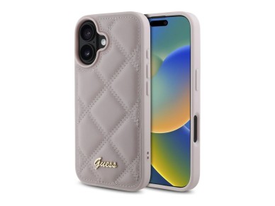 Guess Quilted Metal Logo iPhone 16 Case - Pink Guess Quilted Metal Logo iPhone 16 Case - Pink