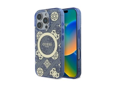 Guess IML Peony On 4G Background MagSafe case for iPhone 16 Pro - blue Guess IML Peony On 4G Background MagSafe case for iPhone 16 Pro - blue