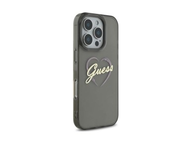 Capa Guess IML em forma de coração para iPhone 16 Pro Max - Preta Capa Guess IML em forma de coração para iPhone 16 Pro Max - Preta
