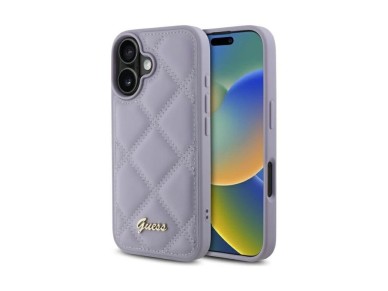 Guess Quilted Metal Logo case for iPhone 16 - light purple Guess Quilted Metal Logo case for iPhone 16 - light purple