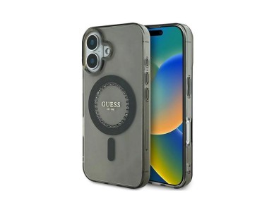 Guess IML Rhinestones MagSafe case for iPhone 16 - black Guess IML Rhinestones MagSafe case for iPhone 16 - black