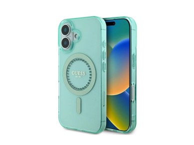 Guess IML Rhinestones MagSafe iPhone 16 Case - Green Guess IML Rhinestones MagSafe iPhone 16 Case - Green