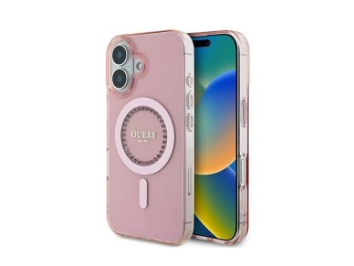 Guess IML Rhinestones MagSafe iPhone 16 Case - Pink Guess IML Rhinestones MagSafe iPhone 16 Case - Pink