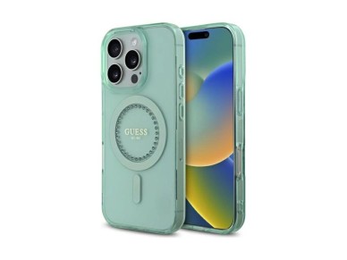 Guess IML Rhinestones MagSafe Case for iPhone 16 Pro Max - Green Guess IML Rhinestones MagSafe Case for iPhone 16 Pro Max - Green