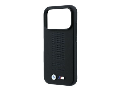 Capa MagSafe BMW M Blue Perfo com logótipo metálico para iPhone 18 Pro/17 Pro - Preta Capa MagSafe BMW M Blue Perfo com logótipo metálico para iPhone 18 Pro/17 Pro - Preta
