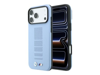 Funda BMW M azul con logo metálico perforado MagSafe para iPhone 18 Pro Max / 17 Pro Max - Azul Funda BMW M azul con logo metálico perforado MagSafe para iPhone 18 Pro Max / 17 Pro Max - Azul