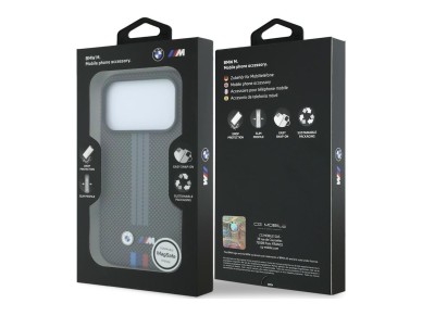Capa MagSafe BMW M Quadrille Kevlar com estampa tricolor para iPhone 18 Pro/17 Pro - Cinza Escuro Capa MagSafe BMW M Quadrille Kevlar com estampa tricolor para iPhone 18 Pro/17 Pro - Cinza Escuro