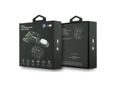 BMW M Qi2 15W Print Logo 3-in-1 Wireless Charger - Red BMW M Qi2 15W Print Logo 3-in-1 Wireless Charger - Red