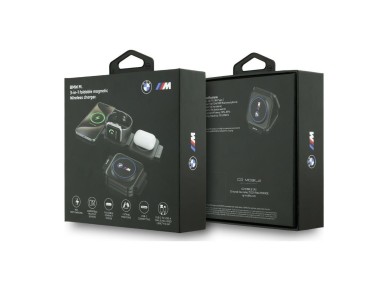 Carregador sem fios BMW M Qi2 15W com logótipo impresso 3 em 1 - Azul Carregador sem fios BMW M Qi2 15W com logótipo impresso 3 em 1 - Azul