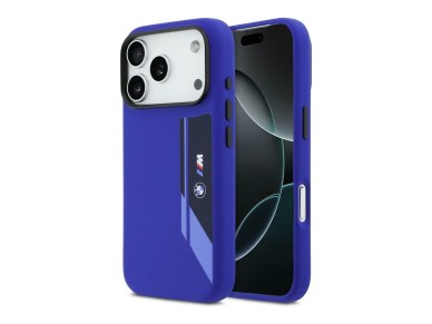 Funda BMW M de silicona con logotipo vertical MagSafe para iPhone 17 Pro - Azul marino