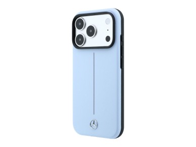 Mercedes Leather Semi Wrap Iconic Line MagSafe Case for iPhone 18 Pro Max / 17 Pro Max - Blue Mercedes Leather Semi Wrap Iconic Line MagSafe Case for iPhone 18 Pro Max / 17 Pro Max - Blue