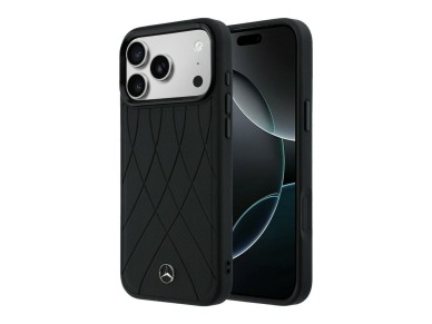 Funda MagSafe de cuero Mercedes con líneas cruzadas para iPhone 17 Pro Max - negra Funda MagSafe de cuero Mercedes con líneas cruzadas para iPhone 17 Pro Max - negra