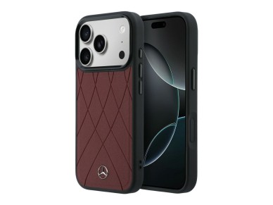 Funda MagSafe de cuero Mercedes con líneas cruzadas para iPhone 17 Pro Max - roja Funda MagSafe de cuero Mercedes con líneas cruzadas para iPhone 17 Pro Max - roja
