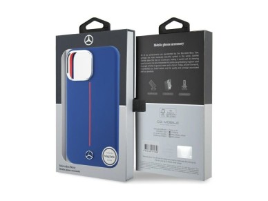 Capa MagSafe Mercedes em silicone com risca vermelha para iPhone 16 Pro Max - Azul Marinho Capa MagSafe Mercedes em silicone com risca vermelha para iPhone 16 Pro Max - Azul Marinho