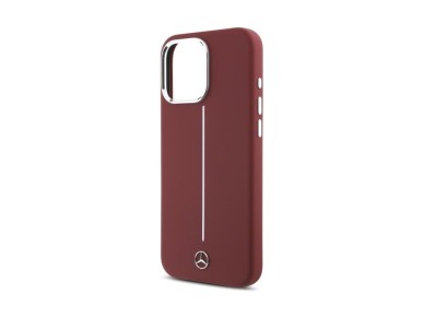 Capa MagSafe Mercedes em silicone com riscas brancas para iPhone 16 Pro Max - Vermelha Capa MagSafe Mercedes em silicone com riscas brancas para iPhone 16 Pro Max - Vermelha