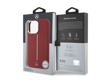 Capa MagSafe Mercedes em silicone com riscas brancas para iPhone 16 Pro Max - Vermelha Capa MagSafe Mercedes em silicone com riscas brancas para iPhone 16 Pro Max - Vermelha