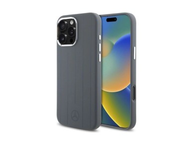 Funda Mercedes de silicona con rayas verticales tonales y MagSafe para iPhone 16 Pro Max - Gris Funda Mercedes de silicona con rayas verticales tonales y MagSafe para iPhone 16 Pro Max - Gris