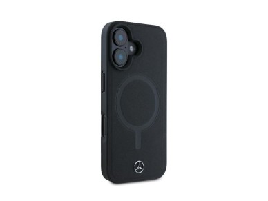 Funda Mercedes de piel lisa MagSafe para iPhone 16 Plus - Negra Funda Mercedes de piel lisa MagSafe para iPhone 16 Plus - Negra