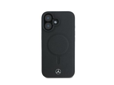 Funda Mercedes de piel lisa MagSafe para iPhone 16 Plus - Negra Funda Mercedes de piel lisa MagSafe para iPhone 16 Plus - Negra