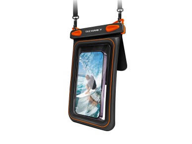 Techancy TU7455 Waterproof Mobile Phone Case, Double Pocket, 8.5 Inch, IPX8, Up to 10m, Touchscreen,