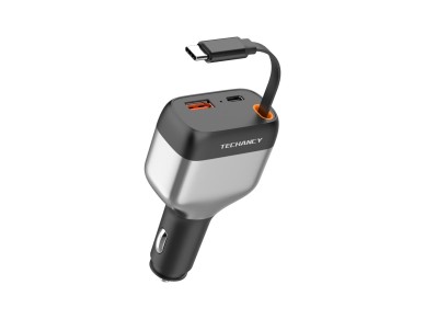 Carregador de Isqueiro para Carro Techancy TC6516, 84W PD, 3 Portas, Cabo USB-C Retratil de 80cm, US Carregador de Isqueiro para Carro Techancy TC6516, 84W PD, 3 Portas, Cabo USB-C Retratil de 80cm, US