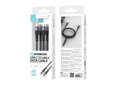 Techancy TB1794 USB-C to USB-C Cable, 60W PD, Fast Charging, Data Transfer, 2m, Aluminum, TPE, Black Techancy TB1794 USB-C to USB-C Cable, 60W PD, Fast Charging, Data Transfer, 2m, Aluminum, TPE, Black