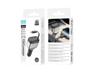 Carregador de Isqueiro para Carro Techancy TC6516, 84W PD, 3 Portas, Cabo USB-C Retratil de 80cm, US Carregador de Isqueiro para Carro Techancy TC6516, 84W PD, 3 Portas, Cabo USB-C Retratil de 80cm, US