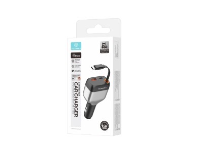 Carregador de Isqueiro para Carro Techancy TC6516, 84W PD, 3 Portas, Cabo USB-C Retratil de 80cm, US Carregador de Isqueiro para Carro Techancy TC6516, 84W PD, 3 Portas, Cabo USB-C Retratil de 80cm, US