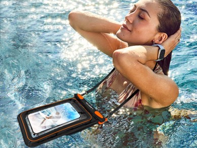 Techancy TU7455 Waterproof Mobile Phone Case, Double Pocket, 8.5 Inch, IPX8, Up to 10m, Touchscreen,