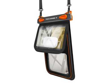 Techancy TU7455 Waterproof Mobile Phone Case, Double Pocket, 8.5 Inch, IPX8, Up to 10m, Touchscreen,