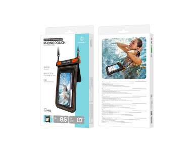 Techancy TU7455 Waterproof Mobile Phone Case, Double Pocket, 8.5 Inch, IPX8, Up to 10m, Touchscreen,