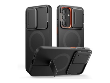 Capa Tech-Protect Kevlar Aura MagSafe para Samsung Galaxy A57 - Preto e Laranja Capa Tech-Protect Kevlar Aura MagSafe para Samsung Galaxy A57 - Preto e Laranja