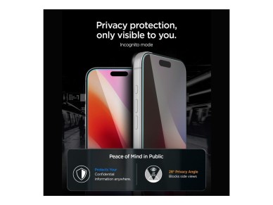 Spigen Glas.tR EZ Fit Pro HD AC Privacy - Pack de 2 Pel�culas de Vidro Temperado para iPhone 18 Pro 