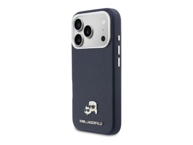 Capa MagSafe Karl Lagerfeld Karl & Choupette Head Pins Saffiano para iPhone 17 Pro Max - Azul Capa MagSafe Karl Lagerfeld Karl & Choupette Head Pins Saffiano para iPhone 17 Pro Max - Azul