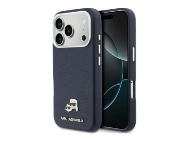Karl Lagerfeld Karl & Choupette Head Pins Saffiano MagSafe Case for iPhone 17 Pro - Blue Karl Lagerfeld Karl & Choupette Head Pins Saffiano MagSafe Case for iPhone 17 Pro - Blue