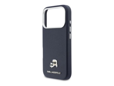 Capa MagSafe Karl Lagerfeld Karl & Choupette Head Pins Saffiano para iPhone 17 Pro Max - Azul Capa MagSafe Karl Lagerfeld Karl & Choupette Head Pins Saffiano para iPhone 17 Pro Max - Azul