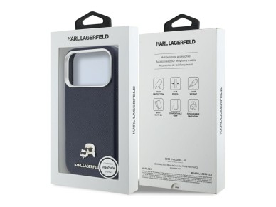 Capa MagSafe Karl Lagerfeld Karl & Choupette Head Pins Saffiano para iPhone 17 Pro Max - Azul Capa MagSafe Karl Lagerfeld Karl & Choupette Head Pins Saffiano para iPhone 17 Pro Max - Azul
