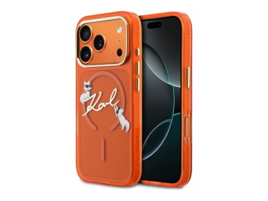 Karl Lagerfeld IML Choupettes Karl Script Logo MagSafe Case for iPhone 17 Pro - Orange Karl Lagerfeld IML Choupettes Karl Script Logo MagSafe Case for iPhone 17 Pro - Orange