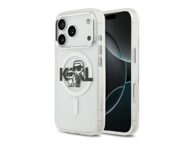 Karl Lagerfeld IML Glitter Karl & Choupette Sketch Logo MagSafe Case for iPhone 17 Pro - Clear Karl Lagerfeld IML Glitter Karl & Choupette Sketch Logo MagSafe Case for iPhone 17 Pro - Clear