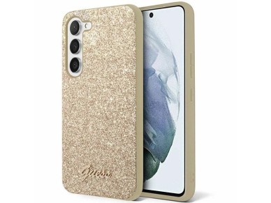 Capa Guess Glitter Script para Samsung Galaxy S24 - dourada