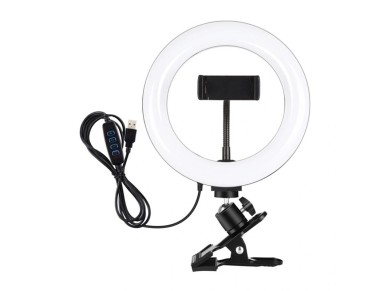 Puluz Ring Light de 20 cm para Vlogging com Clip para Monitor, Suporte para Telemóvel e Regulação da Puluz Ring Light de 20 cm para Vlogging com Clip para Monitor, Suporte para Telemóvel e Regulação da