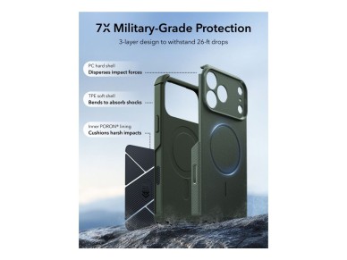 Funda ESR Cyber ??Tough MagSafe para iPhone 18 Pro / 17 Pro - Verde Funda ESR Cyber ??Tough MagSafe para iPhone 18 Pro / 17 Pro - Verde
