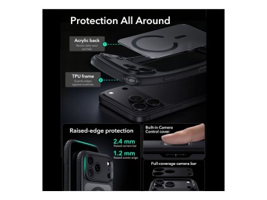 Funda h�brida ESR Classic MagSafe para iPhone 18 Pro / 17 Pro - Negra