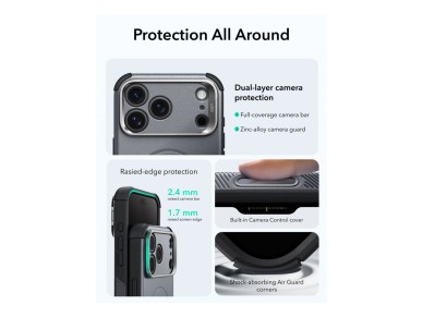 ESR Cyber ​​Tough Kickstand MagSafe Case for iPhone 18 Pro Max / 17 Pro Max - Gray