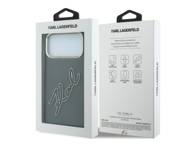Capa Karl Lagerfeld IML Big Signature com moldura em metal e resina para iPhone 18 Pro Max / 17 Pro 