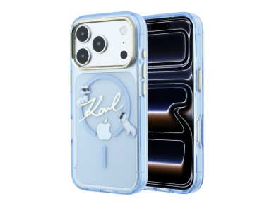 Capa MagSafe com o logótipo Karl Lagerfeld para iPhone 18 Pro/17 Pro - Azul Claro Capa MagSafe com o logótipo Karl Lagerfeld para iPhone 18 Pro/17 Pro - Azul Claro