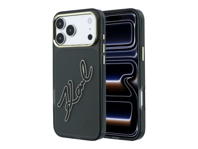Funda Karl Lagerfeld IML Big Signature con marco de resina y metal para iPhone 18 Pro / 17 Pro - Neg Funda Karl Lagerfeld IML Big Signature con marco de resina y metal para iPhone 18 Pro / 17 Pro - Neg