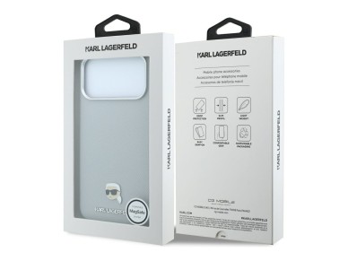 Funda metálica MagSafe Karl Lagerfeld Grained Karl Head para iPhone 18 Pro Max / 17 Pro Max - Gris Funda metálica MagSafe Karl Lagerfeld Grained Karl Head para iPhone 18 Pro Max / 17 Pro Max - Gris