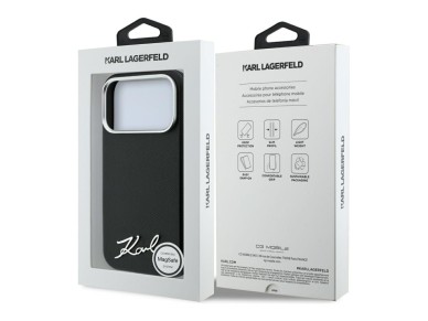 Karl Lagerfeld Saffiano Small Script Metal Logo MagSafe Case for iPhone 17 Pro Max / 18 Pro Max - Bl Karl Lagerfeld Saffiano Small Script Metal Logo MagSafe Case for iPhone 17 Pro Max / 18 Pro Max - Bl